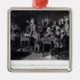 Patrick Henry addressing the Virginia Assembly Metal Tree Decoration
