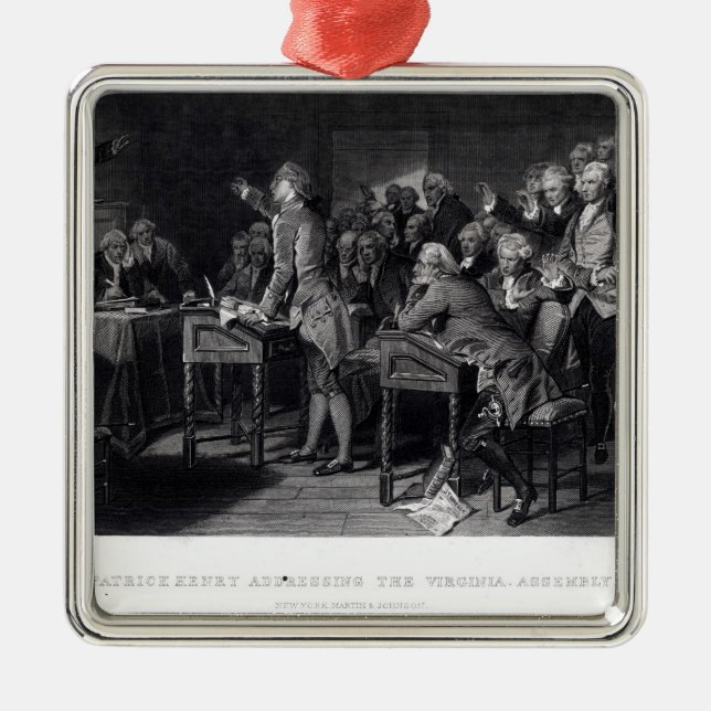 Patrick Henry addressing the Virginia Assembly Metal Tree Decoration (Front)