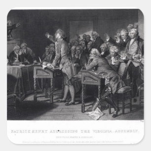 Patrick Henry addressing the Virginia Assembly Square Sticker