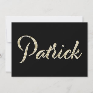 Patrick Name white gold Handwriting Card