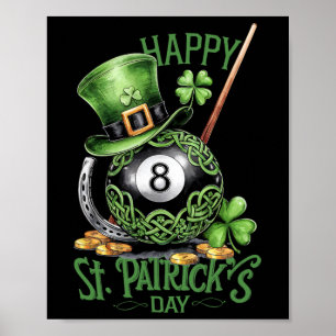 Patrick's Day Costume Billiards Hat Four-leaf Clov Poster