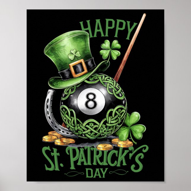 Patrick's Day Costume Billiards Hat Four-leaf Clov Poster (Front)