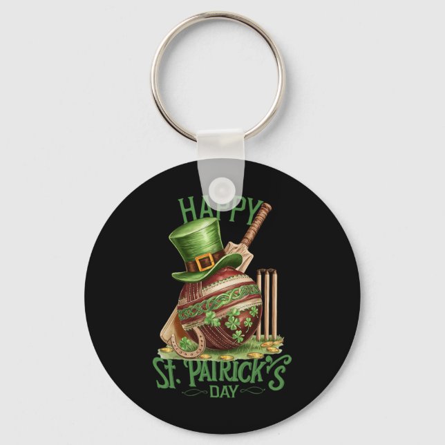 Patrick's Day Costume Cricket Hat Four-leaf Clover Key Ring (Front)