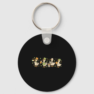 Patricks Day,funny Goose, Shamrock, Beer Gift Tee Key Ring