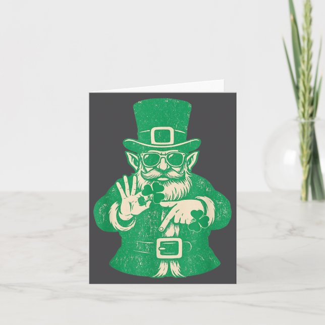 Patricks Day, Leprechauns Funny 6 Meme Gift Men, W Card (Front)