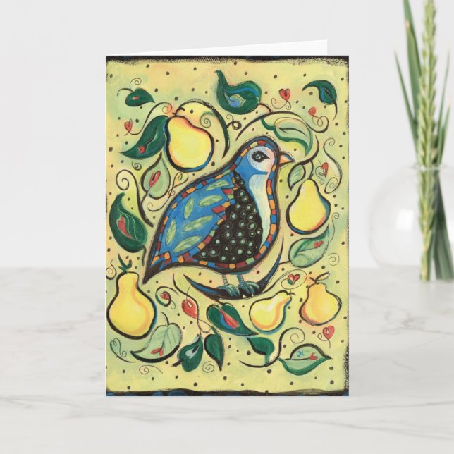 Patridge in a Pear Tree Illustrated Christmas Card (Front)