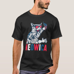 Patriodic American Independence Meowica Cat 4th Of T-Shirt