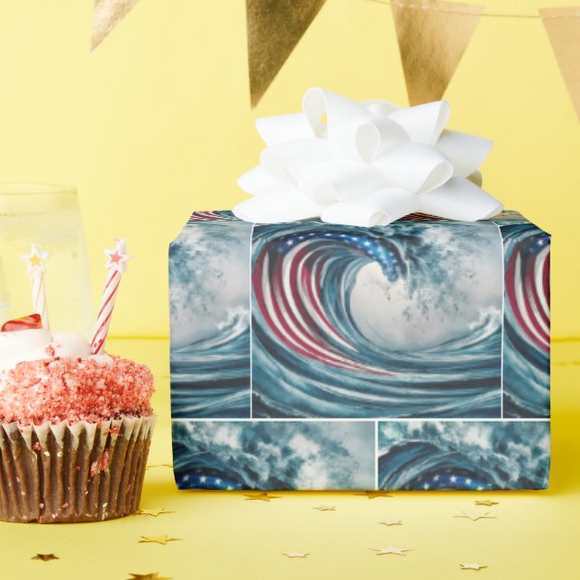 Patrioitc Flag Wave Wrapping Paper (Birthday Party)