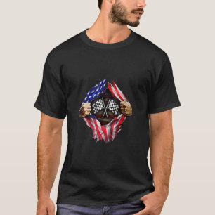 Patrioric Racer Car  American Flag Drag Racing T-Shirt