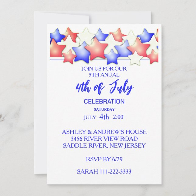 Patriot 4th of July Party  Invitation (Front)
