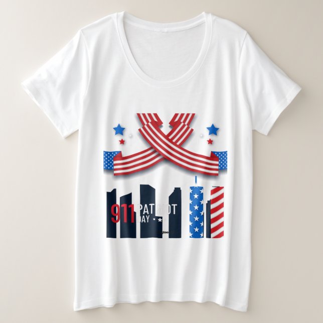 Patriot 9-11 Day Plus Size T-Shirt (Design Front)