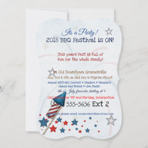 Patriot Americana Mixed Media BBQ FEST PARTY Invitation
