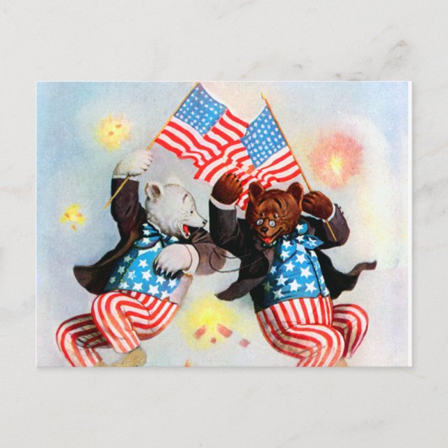 Patriot Bear Celebrate the Fourth of July Postcard (Front)