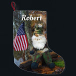 Patriot Camouflage Santa w American Flag Small Christmas Stocking<br><div class="desc">Camouflage Santa  Photo by Sandy Closs camo,  camouflage,  hunter,  hunting ,  hunters,  deer,  elk,  moose ,  fishing "camouflage santa""woodland santa"</div>