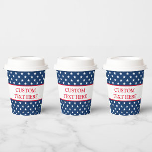 Patriot custom paper cups with American star flag