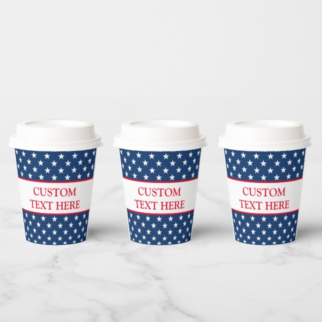 Patriot custom paper cups with American star flag (Multi)