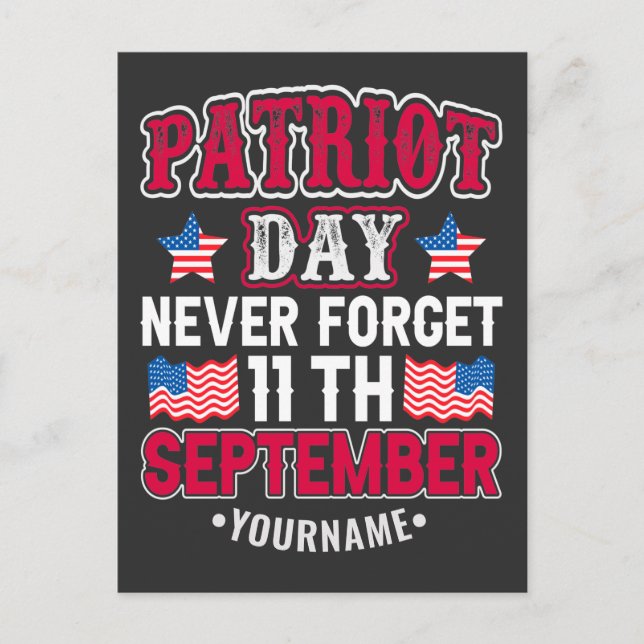 Patriot Day Never Forget 9 11 Postcard (Front)