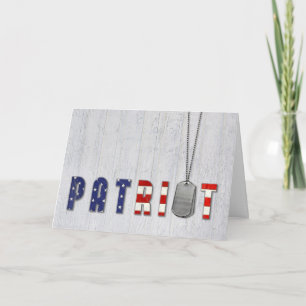 Patriot Dog Tags on wood Thank You Card