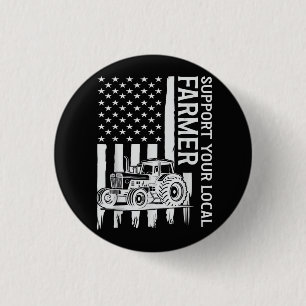 Patriot Farming Tractor USA Flag Farmer Father's D 3 Cm Round Badge