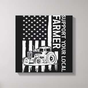 Patriot Farming Tractor USA Flag Farmer Father's D Canvas Print