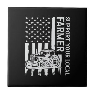 Patriot Farming Tractor USA Flag Farmer Father's D Tile