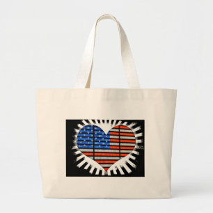 Patriot Heart American Flag Large Tote Bag