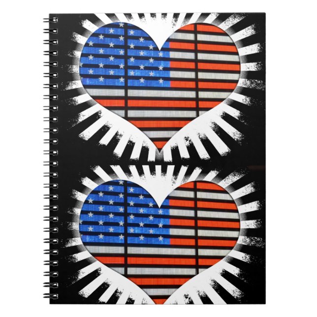 Patriot Heart American Flag Spiral Notebook (Front)