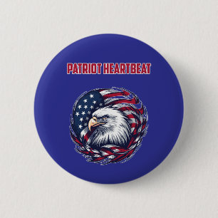Patriot Heartbeat American Spirit Freedom Love 6 Cm Round Badge