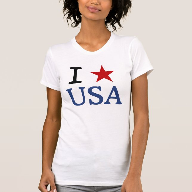 Patriot I Heart USA Red Star America I LOVE USA T-Shirt (Front)