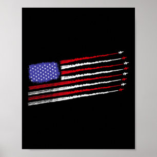 Patriot July 4th Fighter Jets Aeroplane Usa Flag K Poster