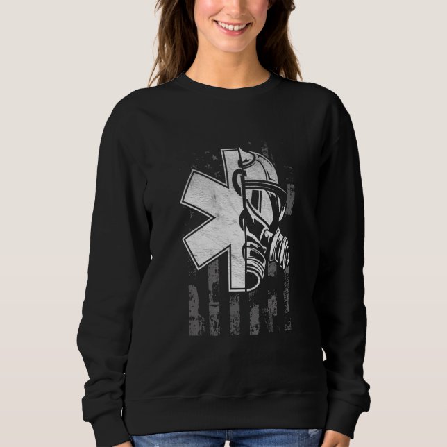 Patriot Paramedic Firefighter Proud First Responde Sweatshirt (Front)