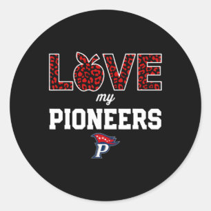 Patriot Pioneers Logo Love My Team Hs Classic Round Sticker