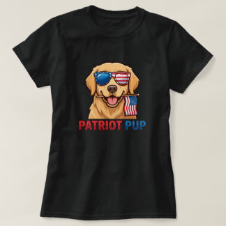Patriot Pup Golden Retriever Patriotic USA Flag T-Shirt