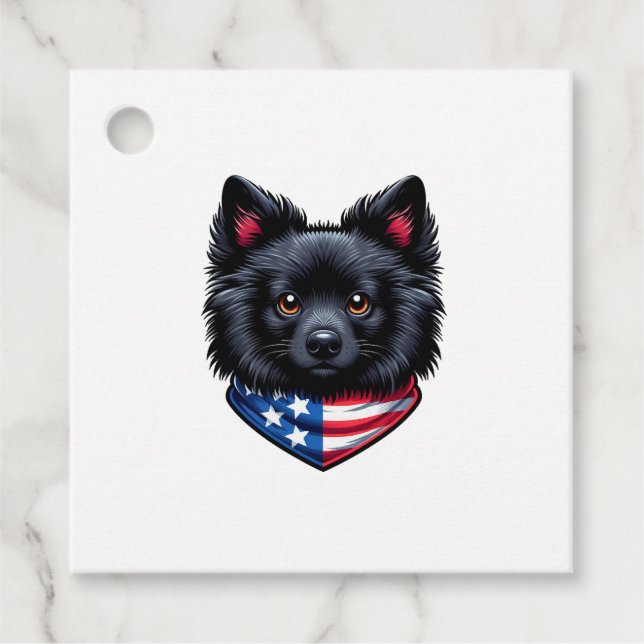 Patriot Pup Graphic Tee Favour Tags (Front)