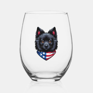 Patriot Pup Graphic Tee Stemless Wine Glass