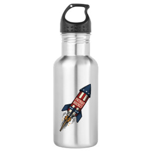 Patriot Rocket 4th of July Vintage Fireworks Desig 532 Ml Water Bottle