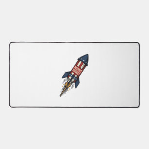 Patriot Rocket 4th of July Vintage Fireworks Desig Desk Mat