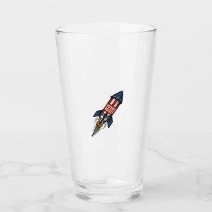 Patriot Rocket 4th of July Vintage Fireworks Desig Glass