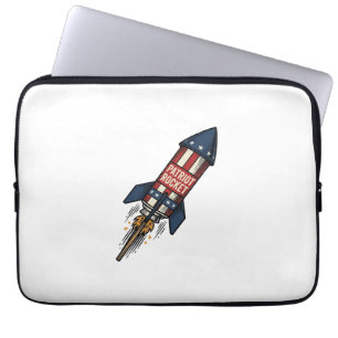 Patriot Rocket 4th of July Vintage Fireworks Desig Laptop Sleeve