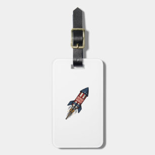 Patriot Rocket 4th of July Vintage Fireworks Desig Luggage Tag