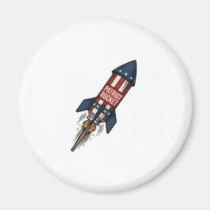 Patriot Rocket 4th of July Vintage Fireworks Desig Magnet