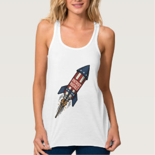Patriot Rocket 4th of July Vintage Fireworks Desig Singlet