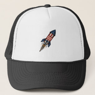 Patriot Rocket 4th of July Vintage Fireworks Desig Trucker Hat