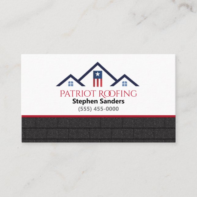Patriot Roofing Shingles Construction Company Business Card (Front)