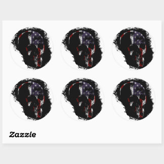 PATRIOT SKULL Colour Classic Round Sticker
