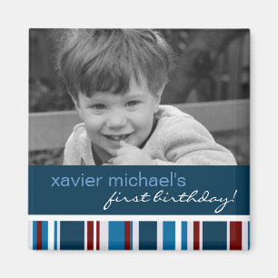 Patriot Stripe Birthday Photo Magnet