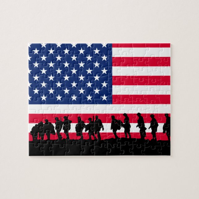Patriot USA Soldiers flag motif Jigsaw Puzzle (Horizontal)