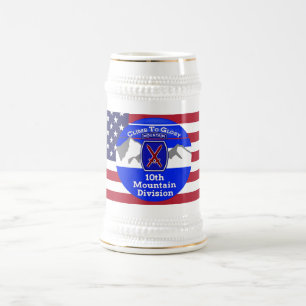 Patriotic 10th Mountain Division “Climb To Glory” Beer Stein