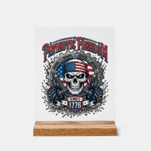 Patriotic 1776 Off Road Skull Monster Truck Acrylic Sign