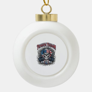 Patriotic 1776 Off Road Skull Monster Truck Ceramic Ball Christmas Ornament
